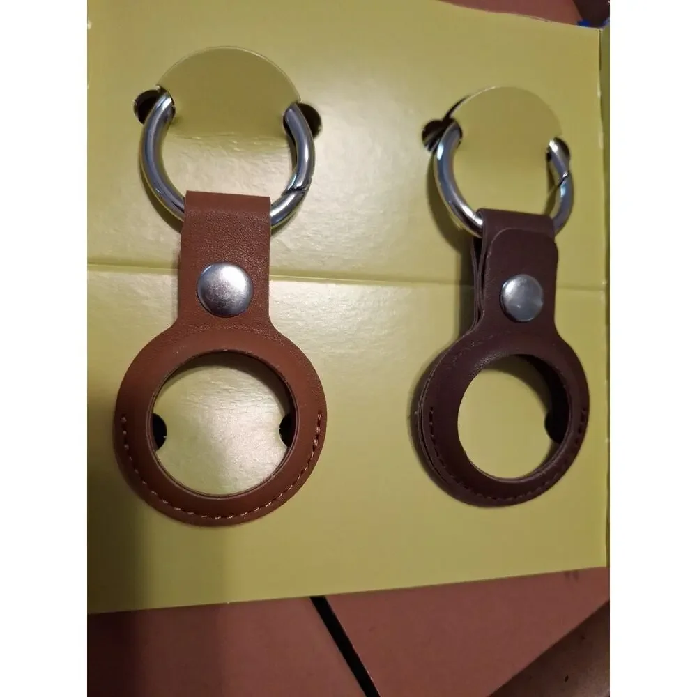 Onn Air-Tag Holder with Carabiner Style Ring Vegan Leather 4 Pack